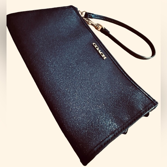 Coach Glitter Sparkle Wristlet Wallet Black - Picture 2 of 13